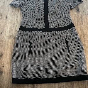 Chetta B Black and White Geometric Mini Dress